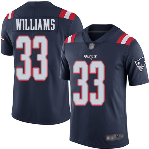 New England Patriots Football #33 Rush Vapor Limited Navy Blue Men Joejuan Williams NFL Jersey